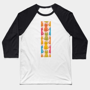 Candy Rainbow happy kitty cats in a row enjoying the sunshine Baseball T-Shirt